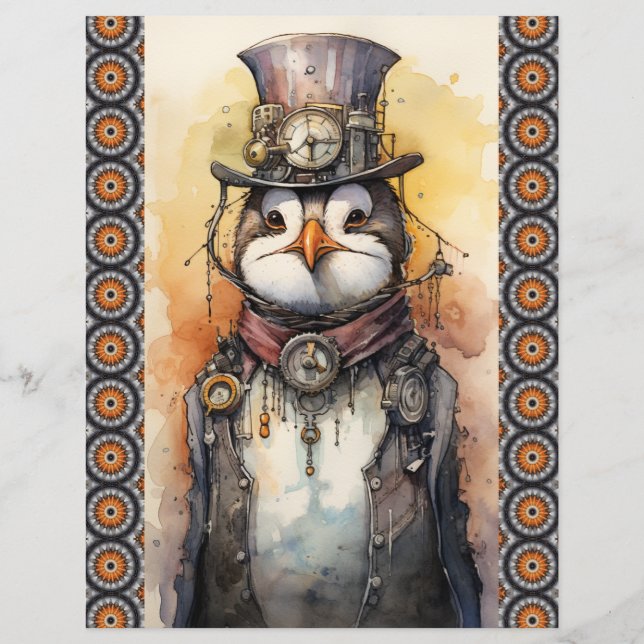 Lámina Pingüino 1b Steampunk (Reverso)