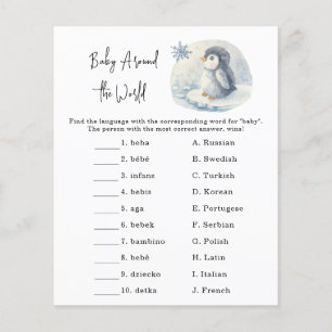 Lámina Pingüino - Juego del bebé alrededor del mundo