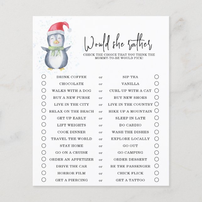 Lámina Pingüino - ¿Le gustaría? (Anverso)