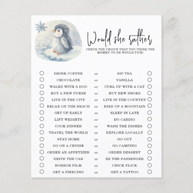 Lámina Pingüino - ¿Le gustaría? (Anverso)