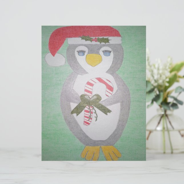 Lámina Pingüino Navidades (Anverso de pie)