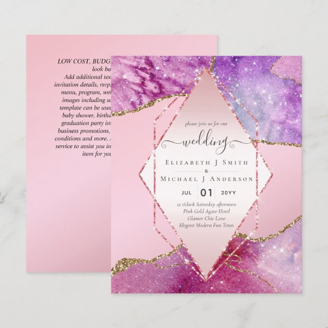 Lámina Pink AGATESparkles Wedding Invitaciones PRESUPUEST (Anverso / Reverso)