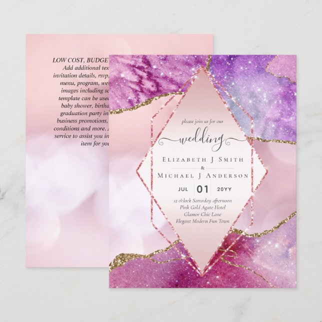 Lámina Pink AGATESparkles Wedding Invitaciones PRESUPUEST (Anverso / Reverso)