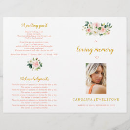 Lámina Pink And Gold Woman Celebration Of Life Program