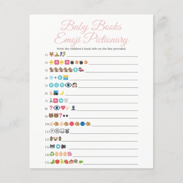 Lámina Pink Baby Books Juego de Emoji Pictivo (Anverso)