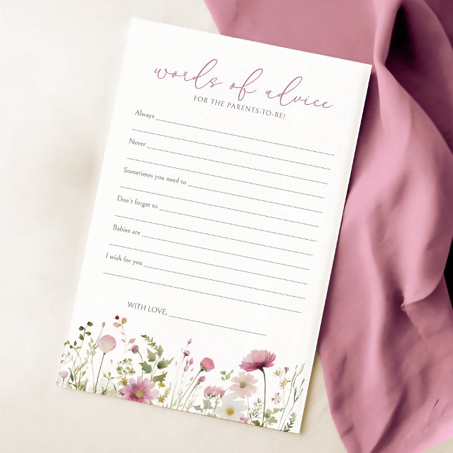Lámina Pink Baby In Bloom Wildflower Baby Advice Card (Subido por el creador)
