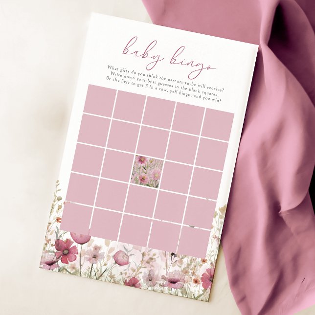 Lámina Pink Baby In Bloom Wildflower Baby Bingo Game (Subido por el creador)