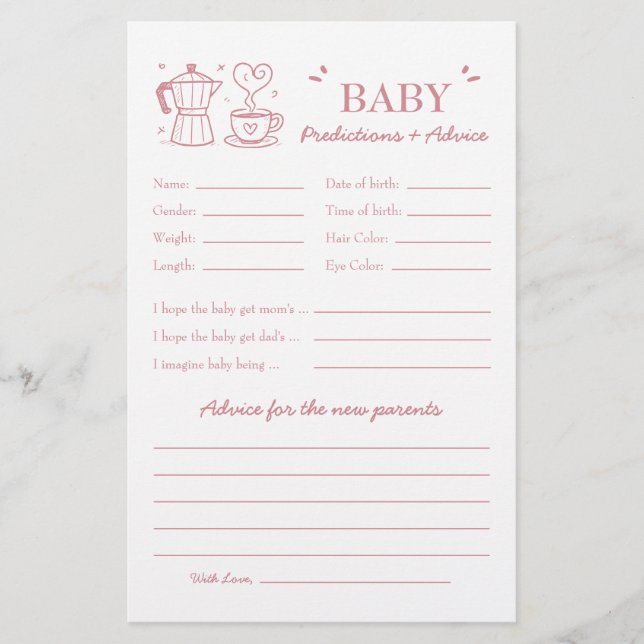 Lámina Pink Baby Is Brewing Coffee Predictions and Advice (Anverso)