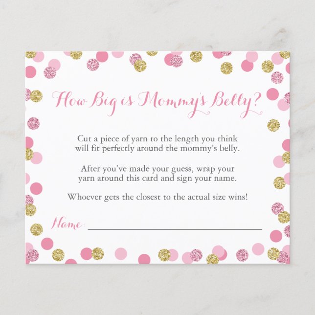 Lámina Pink Baby Shower Qué grande es el juego de Belly d (Anverso)