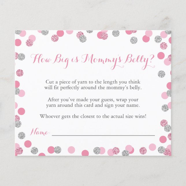 Lámina Pink Baby Shower Qué grande es el juego de Belly d (Anverso)