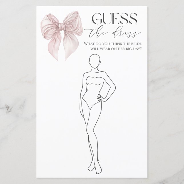 Lámina Pink Bow Adivinan El Juego De Vestir Novia (Anverso)