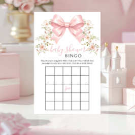 Lámina Pink Bow Floral Baby in Bloom Shower Game Bingo