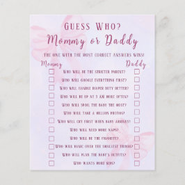 Lámina Pink Bow Guess Who Mommy or Daddy Baby Shower Game