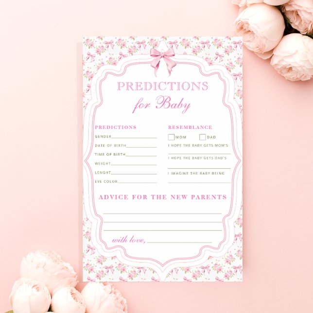 Lámina Pink Bow Love Shack Predictions for Baby Card (Subido por el creador)