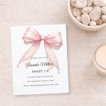 Lámina Pink bow pearls elegant Sweet 16 invitation<br><div class="desc">A clear,  transparent background,  decorated with a pink large bow with pearls. Personalize and add a name and party details. 

1 sheet = 1 invitation printed edge to edge.</div>