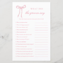 Lámina Pink Bow ¿Qué dijo el Groom del juego de novia ros