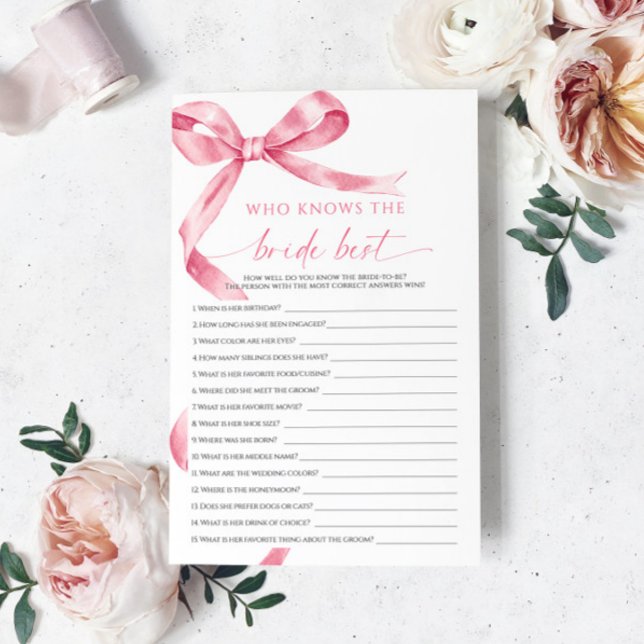 Lámina Pink Bow quien conoce a la novia como mejor juego (Subido por el creador)