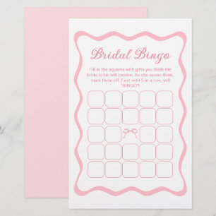 Lámina Pink Bow Tying the knot Bridal Shower Bingo