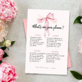 Lámina Pink Bow What On Your Phone Bridal Shower Game