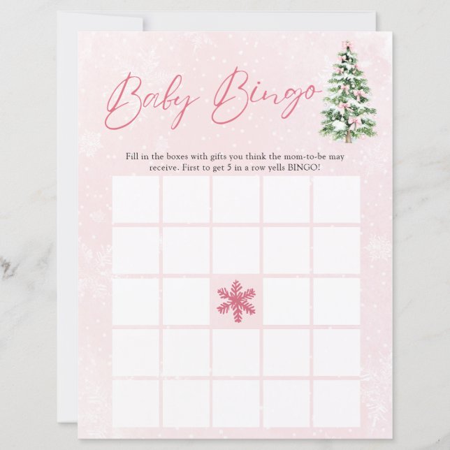 Lámina Pink Bows Christmas Baby Bingo Baby Shower Game (Anverso)