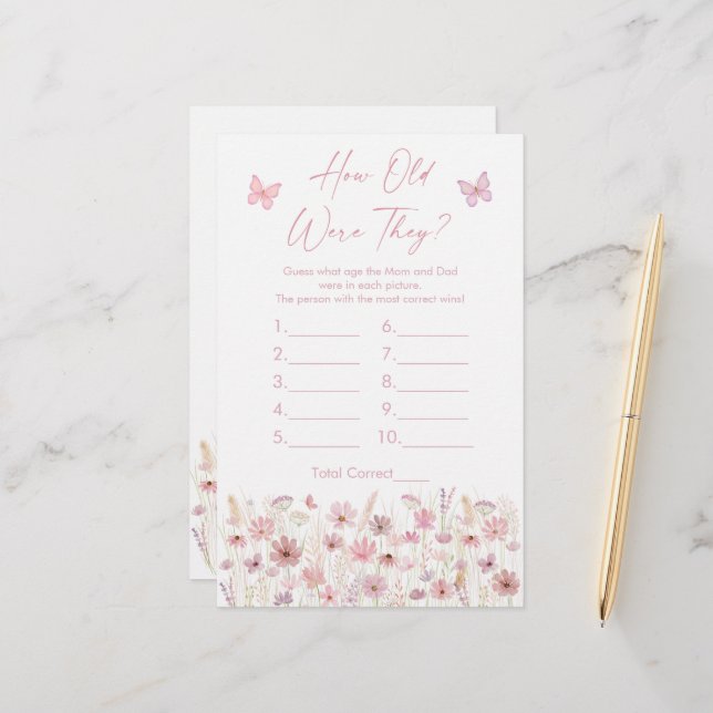 Lámina Pink Butterfly Wildflowers How Old Were They Game (Anverso/Reverso In Situ)