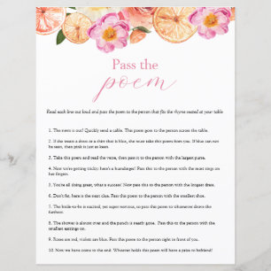 Lámina Pink Citrus pasa el juego Poem Bridal Shower