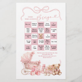 Lámina Pink Coquette Baby Carriage Find The Guest Bingo