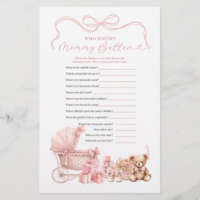 Lámina Pink Coquette Baby Carriage Who Know Mommy Better (Anverso)