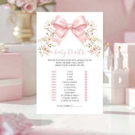 Lámina Pink Coquette Bow Floral Baby Traits Shower Games