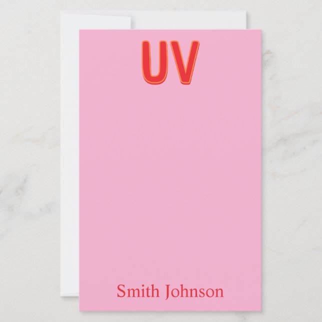 Lámina Pink Custom Monogram Stationery Note Card (Anverso)
