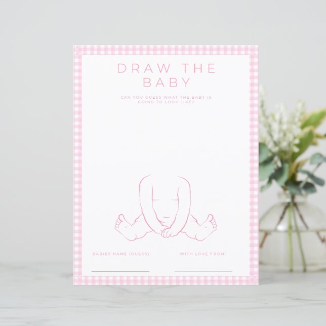 Lámina Pink Draw the Baby Shower Game Paper Sheet (Anverso de pie)