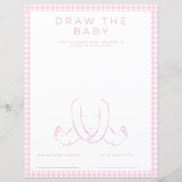 Lámina Pink Draw the Baby Shower Game Paper Sheet