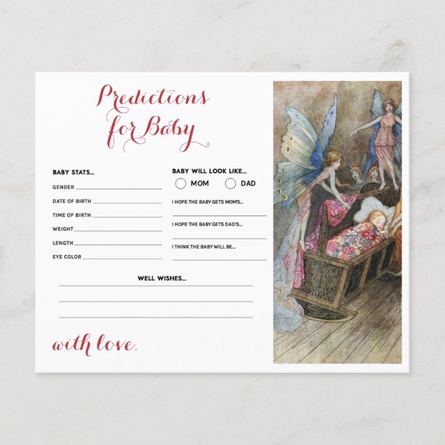 Lámina Pink Fairy Baby Blessing Predictions for Baby Card (Anverso)