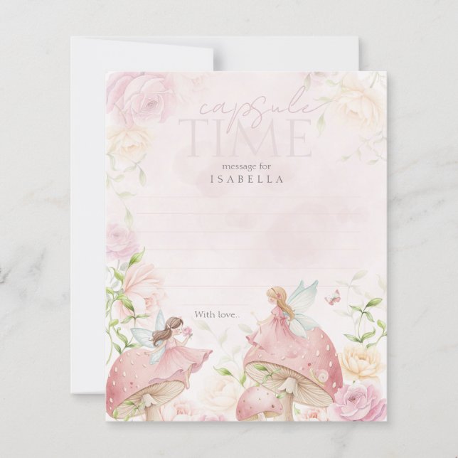 Lámina Pink Fairy Mushroom Floral Birthday Time Capsule (Anverso)