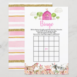 Lámina Pink Farm House Animals Barnyard Bingo Games