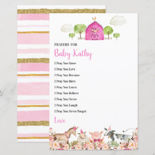 Lámina Pink Farm House Animals Barnyard Prayers para el b