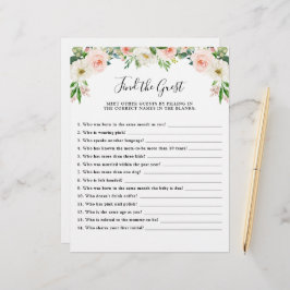 Lámina Pink Floral Baby Shower Game Find the Guest