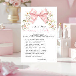 Lámina Pink Floral Bow Baby Shower Mommy or Daddy Game