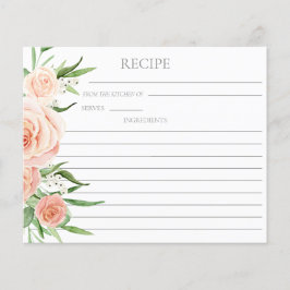 Lámina Pink Floral Bridal Shower Double Sided Recipe Card