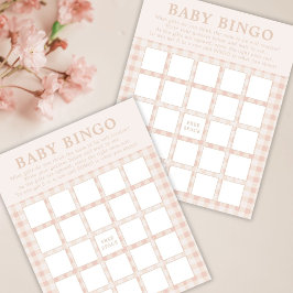 Lámina Pink Floral Gingham Baby Bingo Game Cards