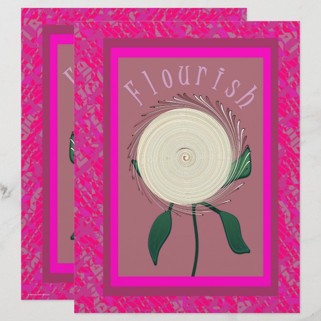 Lámina Pink Flourish Flower Scrapbook Paper 2-Sided Page (Anverso / Reverso)