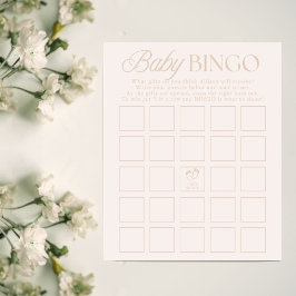 Lámina Pink Girl Minimal Baby Shower Bingo Game