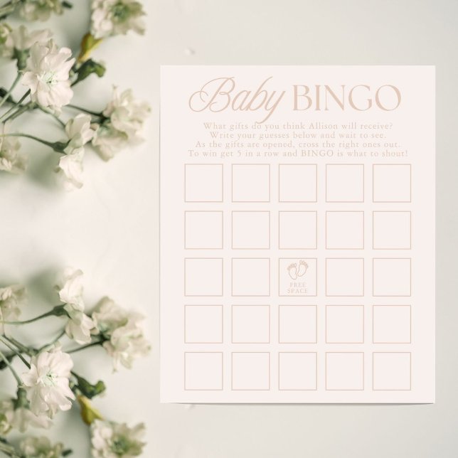 Lámina Pink Girl Minimal Baby Shower Bingo Game (Subido por el creador)