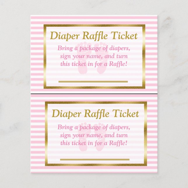 Lámina Pink & Gold Baby Shower Diaper Raffle (Anverso)