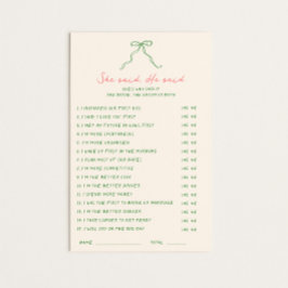 Lámina Pink Green escrito a mano Dijo que dijo Juego