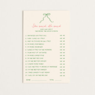 Lámina Pink Green escrito a mano Dijo que dijo Juego