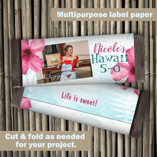 Lámina Pink Hibiscus 50th Birthday DIY Candy Bar Wrapper