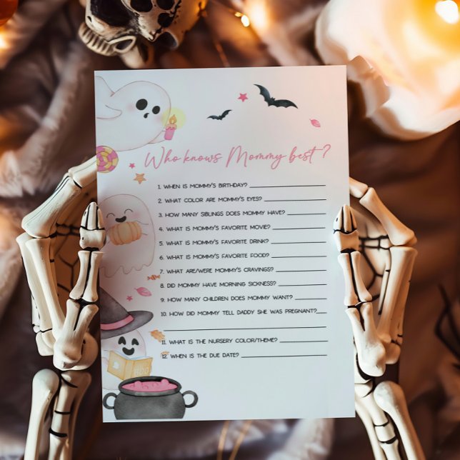Lámina Pink Little Boo quien conoce a mamá mejor juego (Pink Little Boo Baby Shower Who knows Mommy Best Game)