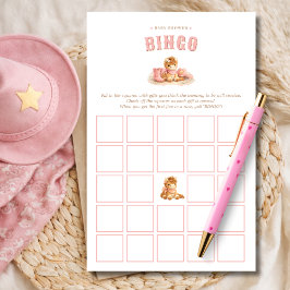 Lámina Pink Little Cowgirl Baby Girl Shower Bingo Game