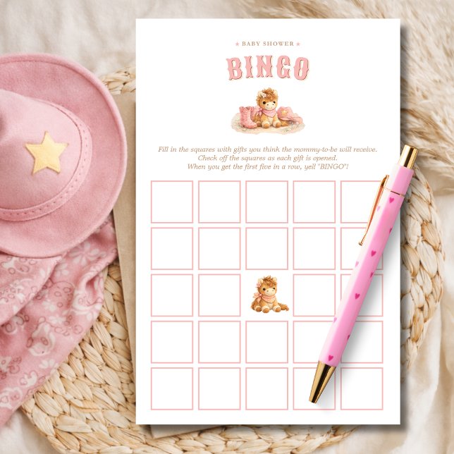 Lámina Pink Little Cowgirl Baby Girl Shower Bingo Game (Subido por el creador)